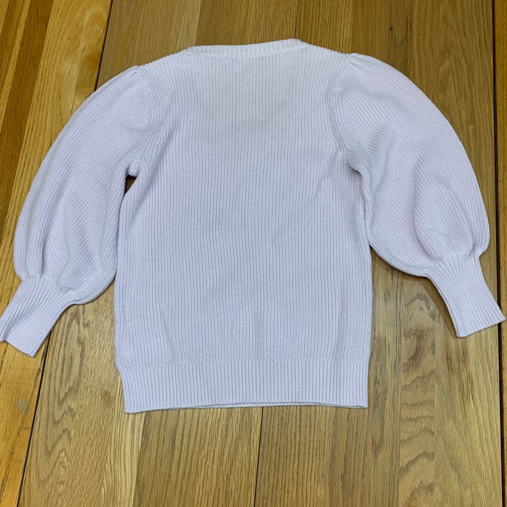 GAP Women Lilac Purple Cotton Ribbed Puff Sleeve Scoop Neck Sweater Size XS - Picture 4 of 7